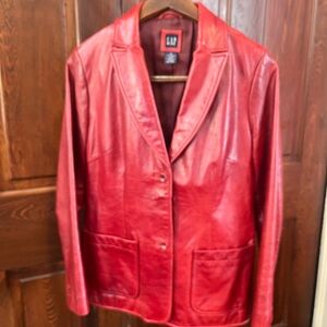 GAP Vintage Women's Vibrant Red Leather Jacket